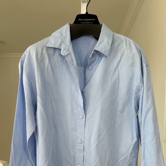 TIBI Essential Oversize Button Down Shirt in Light Blue Small $295 Retail - Picture 3 of 5